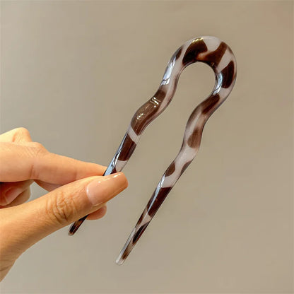 Vintage U Shape Hair Stick Clip – Tortoise Shell French Bun Pin for Women
