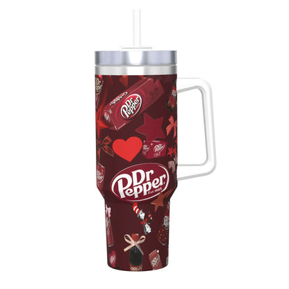Dr Pepper Rose Tumbler – 40oz Insulated Stainless Steel Travel Mug with Handle