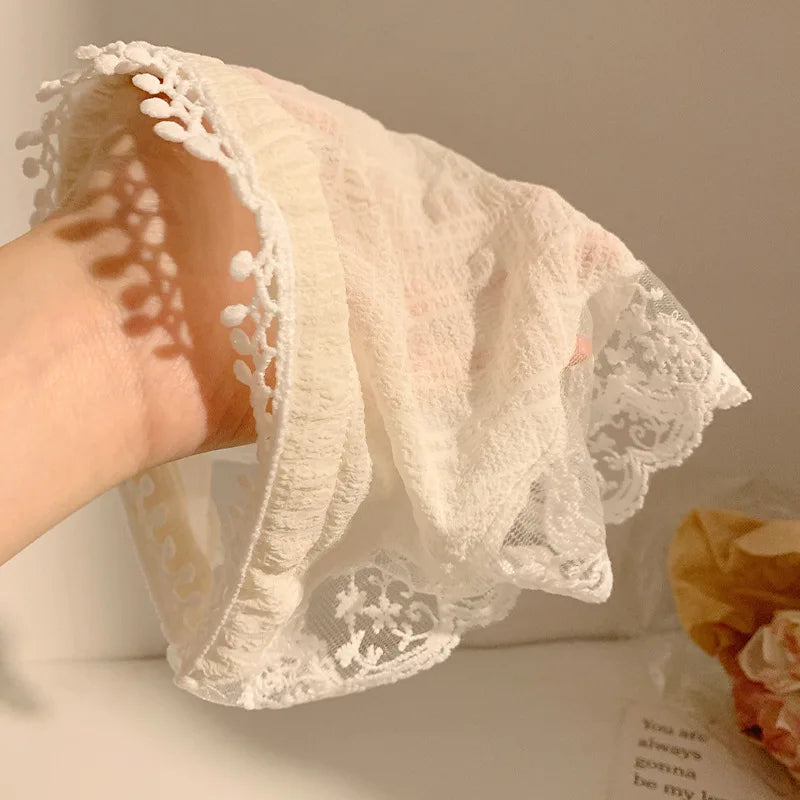 Vintage Lace Headscarf – Cottagecore Floral Hair Scarf, Elegant Triangle Headband for Women