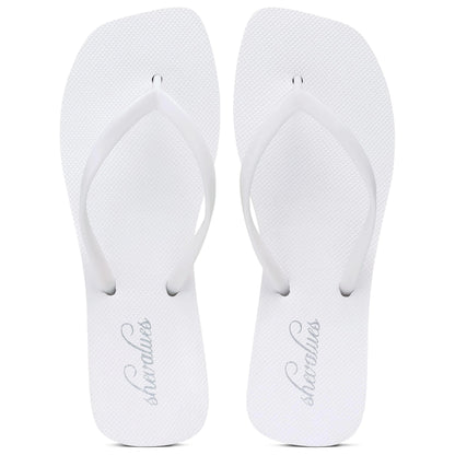 Bebealy Women's Fashion Summer Flip Flops Outdoor Beach Thong Sandals Lightweight Square Toe Flip Flop Lady Pool Shower Slippers
