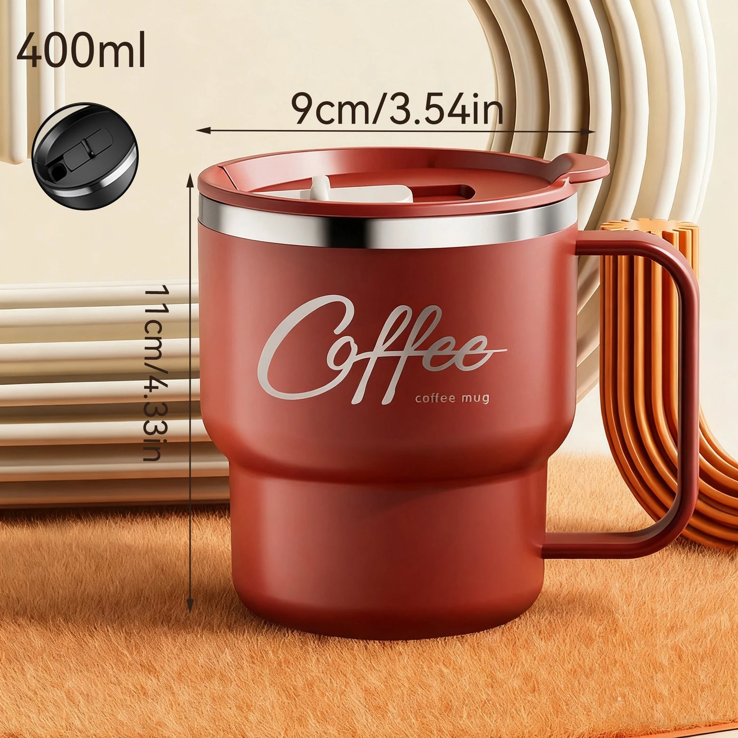 Insulated Coffee Mug with Straw – Stainless Steel Travel Cup for Coffee, Tea & Office Desk Drinkware