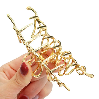 Abstract Metal Hair Claw Clip – Artistic Silver Statement Jaw Clip for Women
