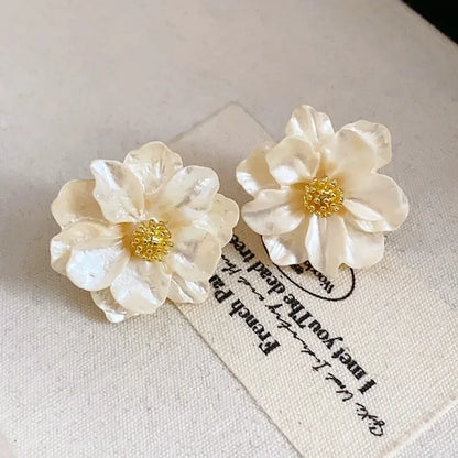 Blue Flower Stud Earrings – Elegant Floral Crystal Earrings for Women Vintage Jewelry