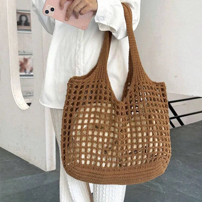Boho Raffia Crochet Tote Bag | Aesthetic Summer Beach Handbag