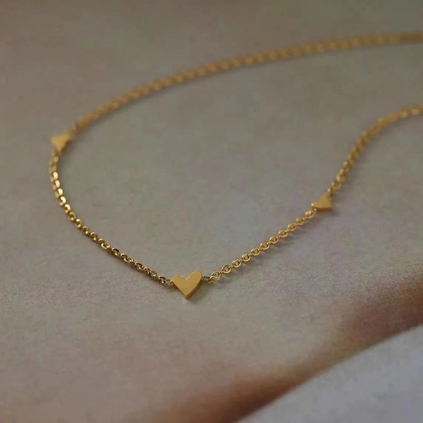 Dainty Gold Heart Necklace – Minimalist Tiny Heart Chain Necklace for Women