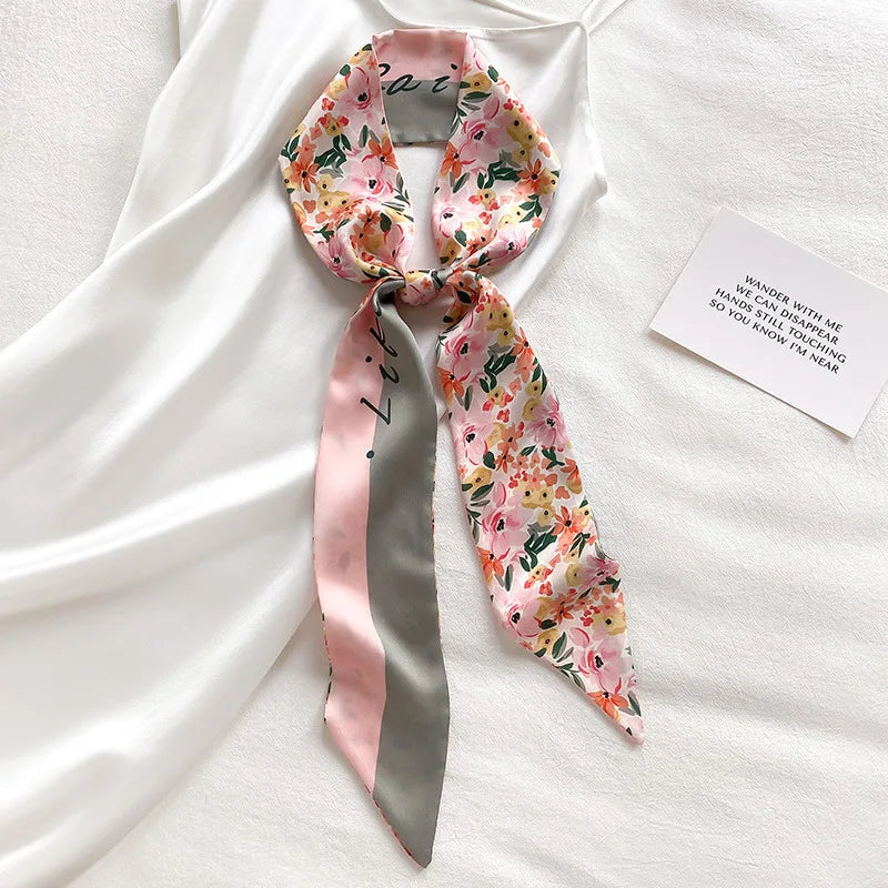 Vintage Paisley Hair Scarf for Women – Satin Headband Neck Tie Ribbon