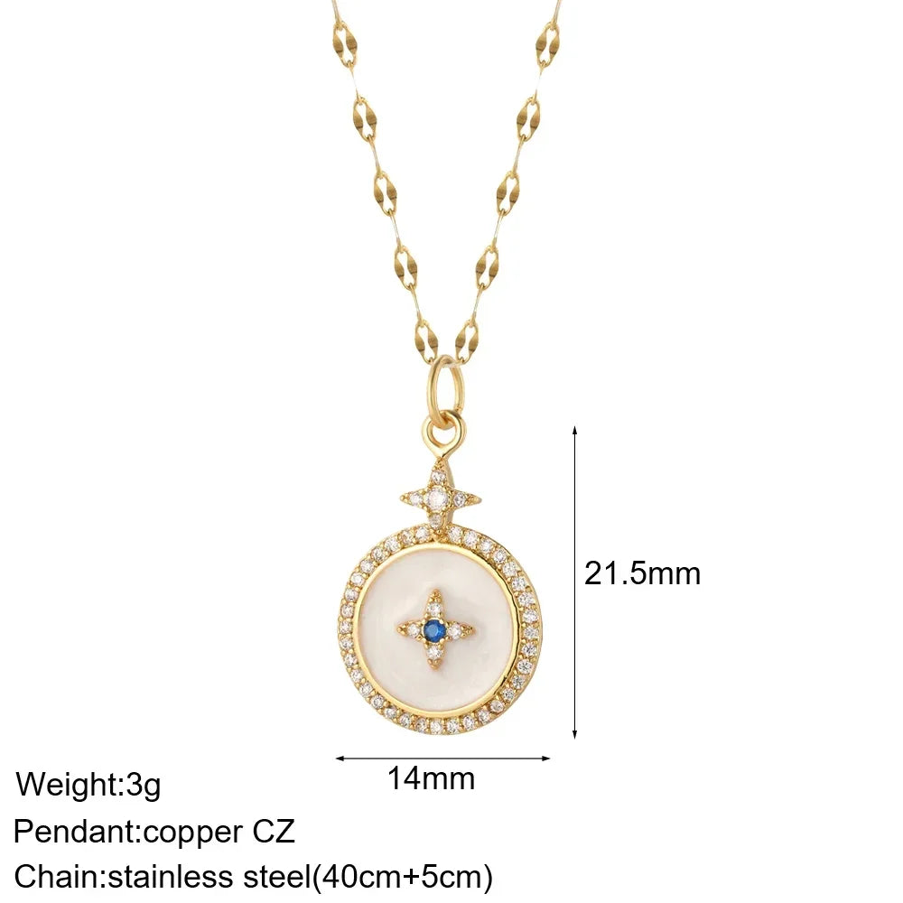 Gold Charm Pendant Necklace Collection – Celestial Eye Heart Sun Moon Layered Necklaces for Women