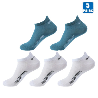 5 Pairs Men’s No Show Sports Socks – Breathable Low Cut Athletic Ankle Socks Set