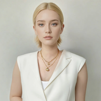 Gold Layered Seashell & Starfish Pendant Necklace