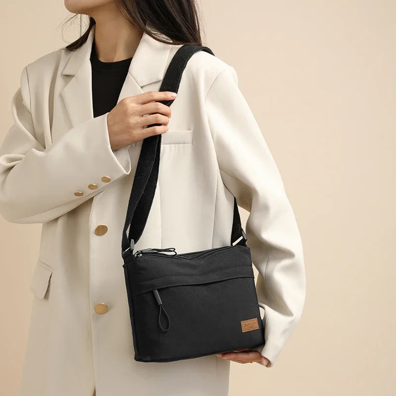 Minimalist Crossbody Shoulder Bag – Lightweight Casual Nylon Messenger Bag for Women