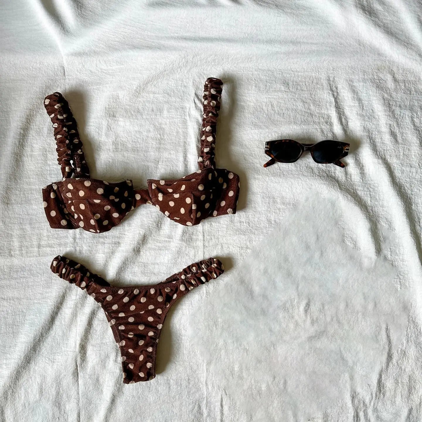 Polka Dot Brazilian Bikini Set Women Underwire Halter Swimsuit Beachwear