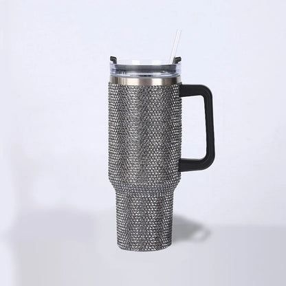 40oz Rhinestone Tumbler with Handle Insulated Thermos Cup Sparkling Travel Mug