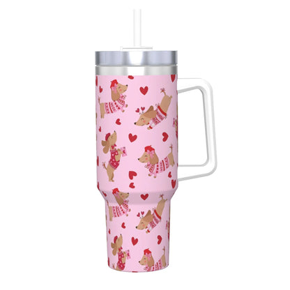 Dachshund Love 40oz Stainless Steel Tumbler with Straw Insulated Mug