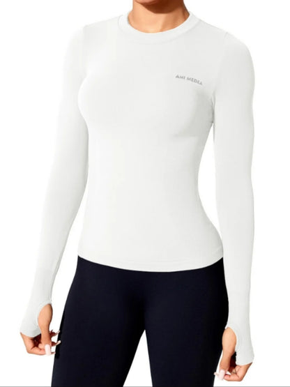 Women’s Seamless Long Sleeve Gym Top – Slim Fit Athletic Workout Shirt for Yoga & Fitness