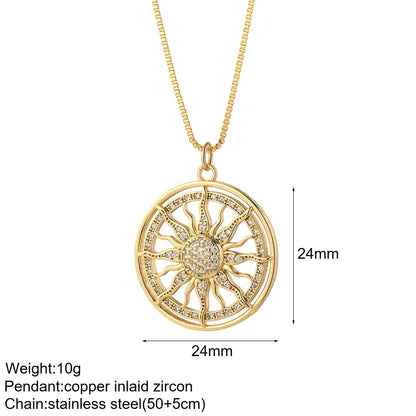 Gold Charm Pendant Necklace Collection – Celestial Eye Heart Sun Moon Layered Necklaces for Women
