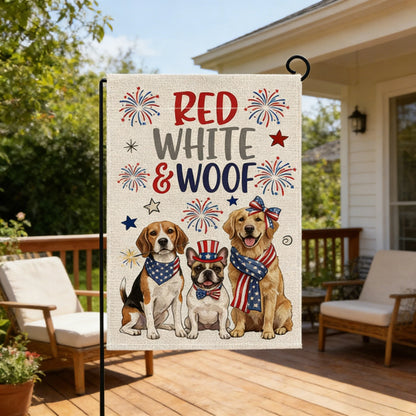 4th of July Yard Flags Red White and Blue Flower Dog Patriotic Garden Flag for Lawn Outdoor Holiday Decorations