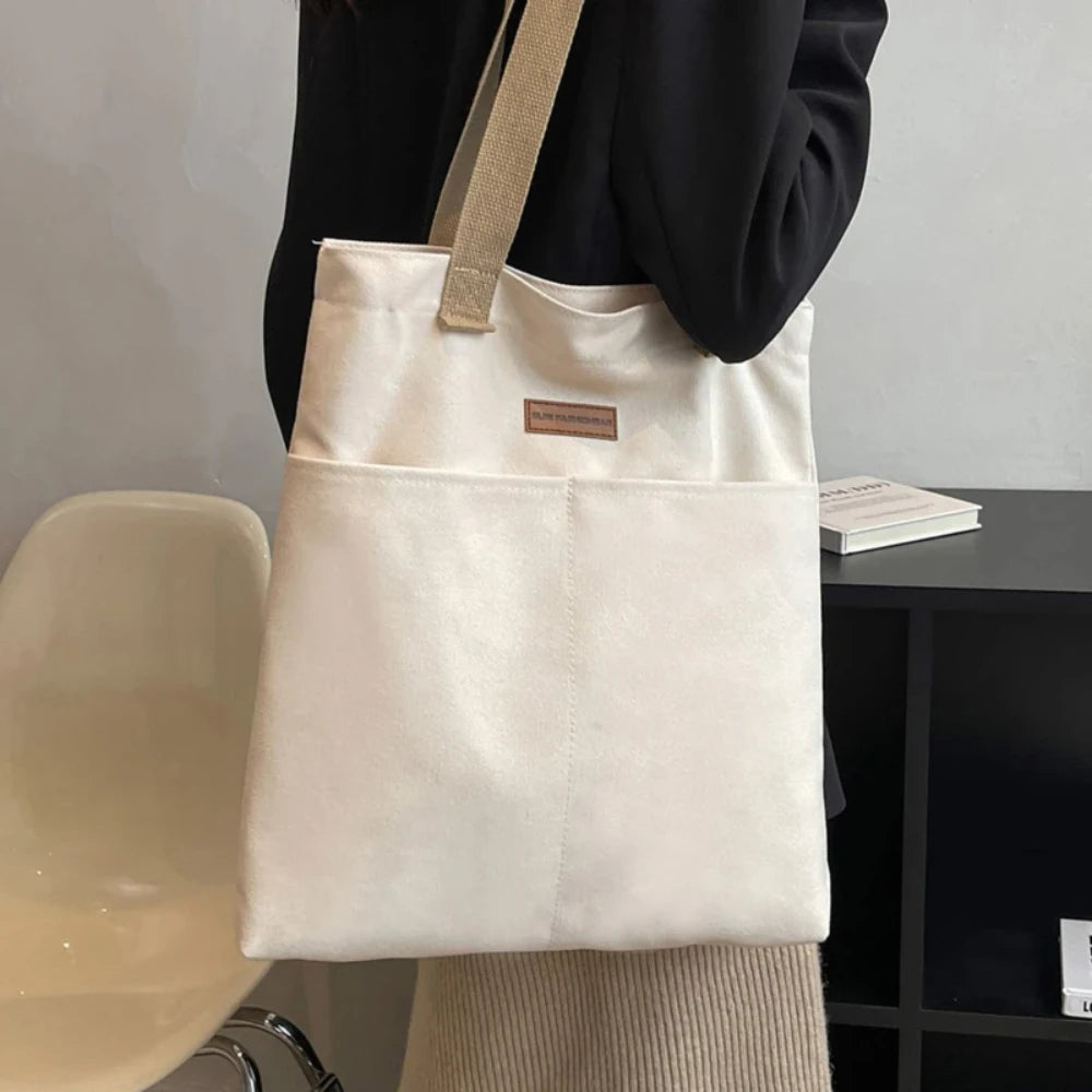 Minimalist Canvas Tote Bag – Large Capacity Casual Shoulder Bag for Women
