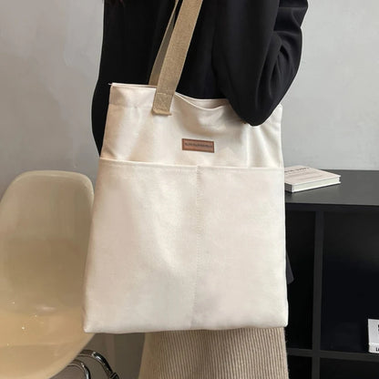 Minimalist Canvas Tote Bag – Large Capacity Casual Shoulder Bag for Women