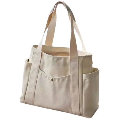 Canvas Tote Shoulder Bag – Large Capacity Minimalist Everyday Handbag for Women