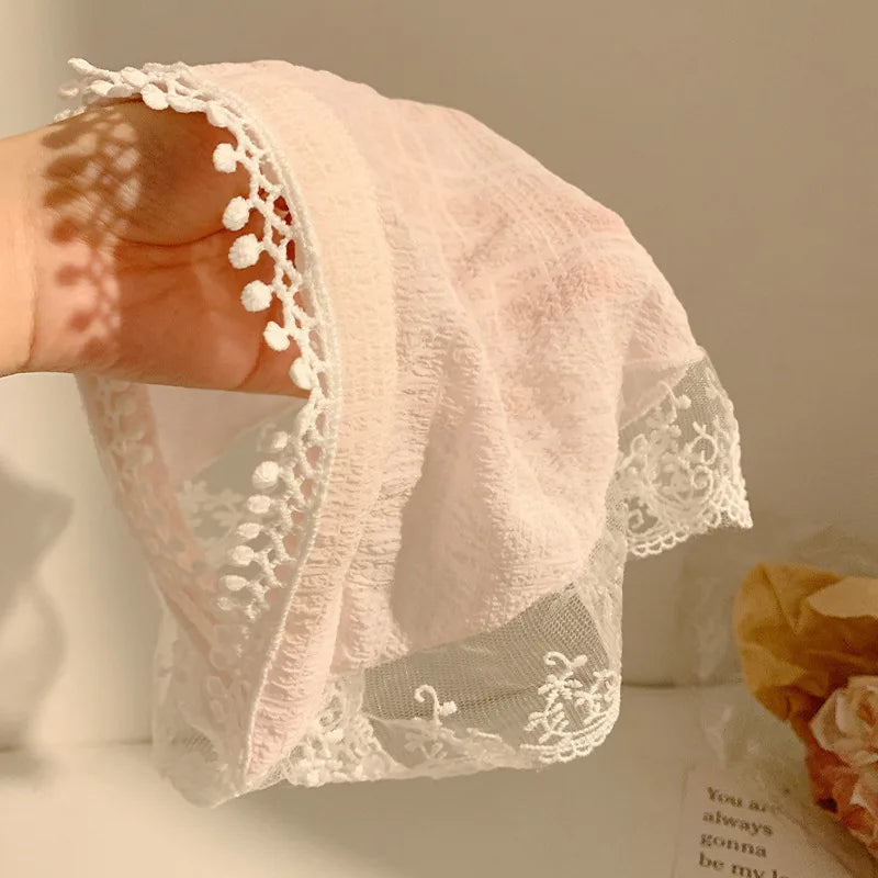 Vintage Lace Headscarf – Cottagecore Floral Hair Scarf, Elegant Triangle Headband for Women