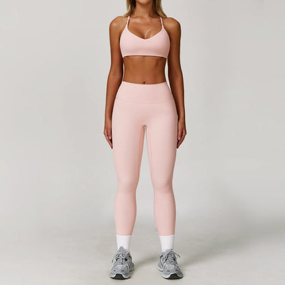 Women's Tracksuits 2 Pieces Sports Set Women Tracksuit Running Workout Sport Suit Gym Sportswear Long Sleeve Bra Clothing