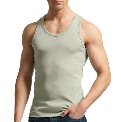 Tank Tops Men 2026 Summer 100% Cotton Cool Fitness Vest Sleeveless Tops Gym Slim Colorful Casual Undershirt