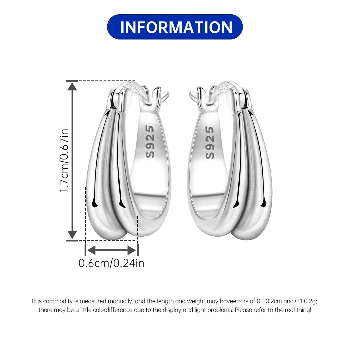 925 Sterling Silver Hoop Earrings – Minimalist Layered Huggie Earrings for Women