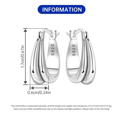 925 Sterling Silver Hoop Earrings – Minimalist Layered Huggie Earrings for Women