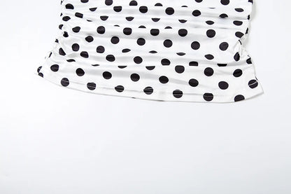 Polka Dots Tank Tops Women Sexy Low-Neck Off Shoulders Backless Street Fashion Versatile Style Ruched Elegant Outfits