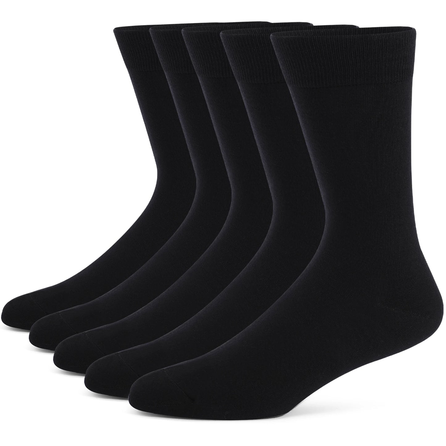 5 Pairs Men’s Dress Crew Socks Set – Classic Patterned Business Casual Socks
