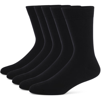 5 Pairs Men’s Dress Crew Socks Set – Classic Patterned Business Casual Socks