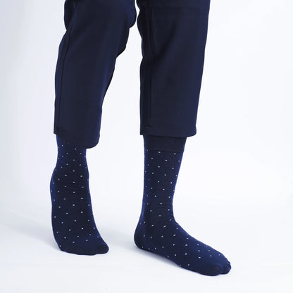 5 Pairs Men’s Dress Crew Socks Set – Classic Patterned Business Casual Socks