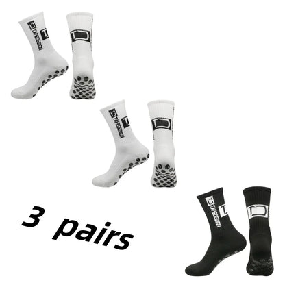 3 Pairs Grip Soccer Socks – Anti Slip Athletic Crew Sports Socks