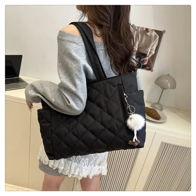 Quilted Puffer Tote Bag – Large Capacity Lightweight Shoulder Handbag for Women