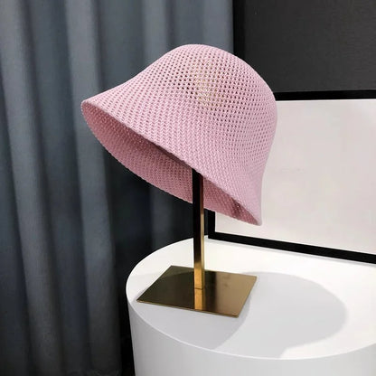 Women’s Knit Bucket Hat – Breathable Summer Crochet Fisherman Cap