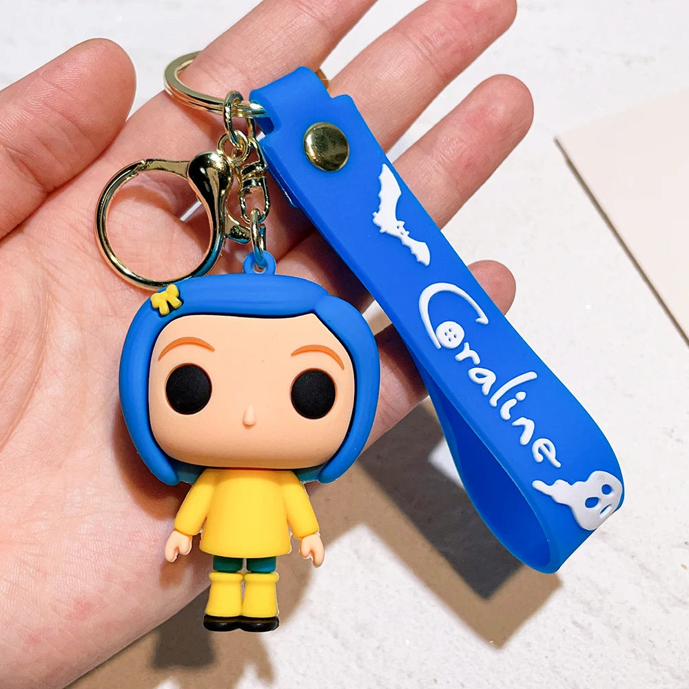 Coraline Character Keychain – Cute Cartoon Figure Bag Charm Keyring