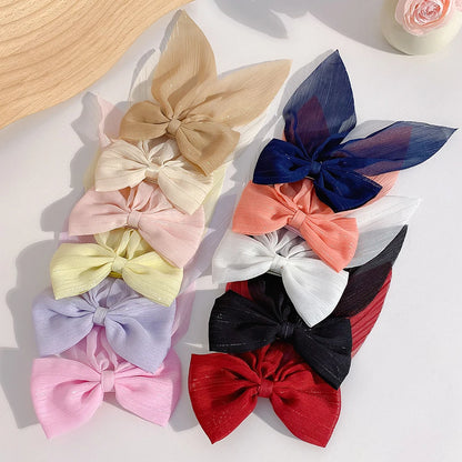 11PCS Satin Bow Hair Clip Set – Elegant Long Ribbon Barrettes for Women & Girls