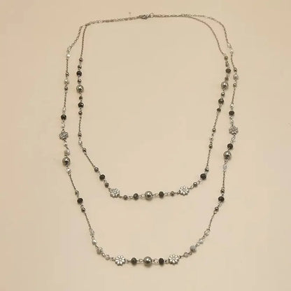 Vintage Layered Beaded Necklace – Boho Long Chain Pendant Necklace for Women