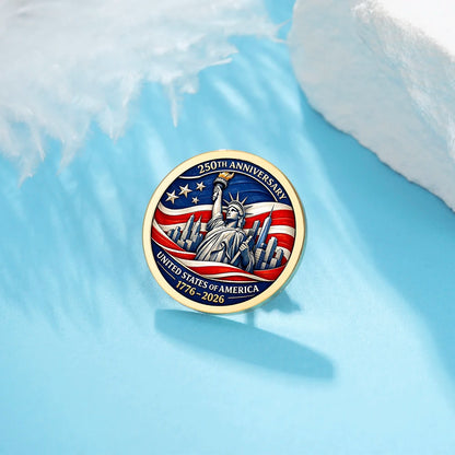 USA 250th Anniversary Round Pin Brooch – 30mm Patriotic Badge
