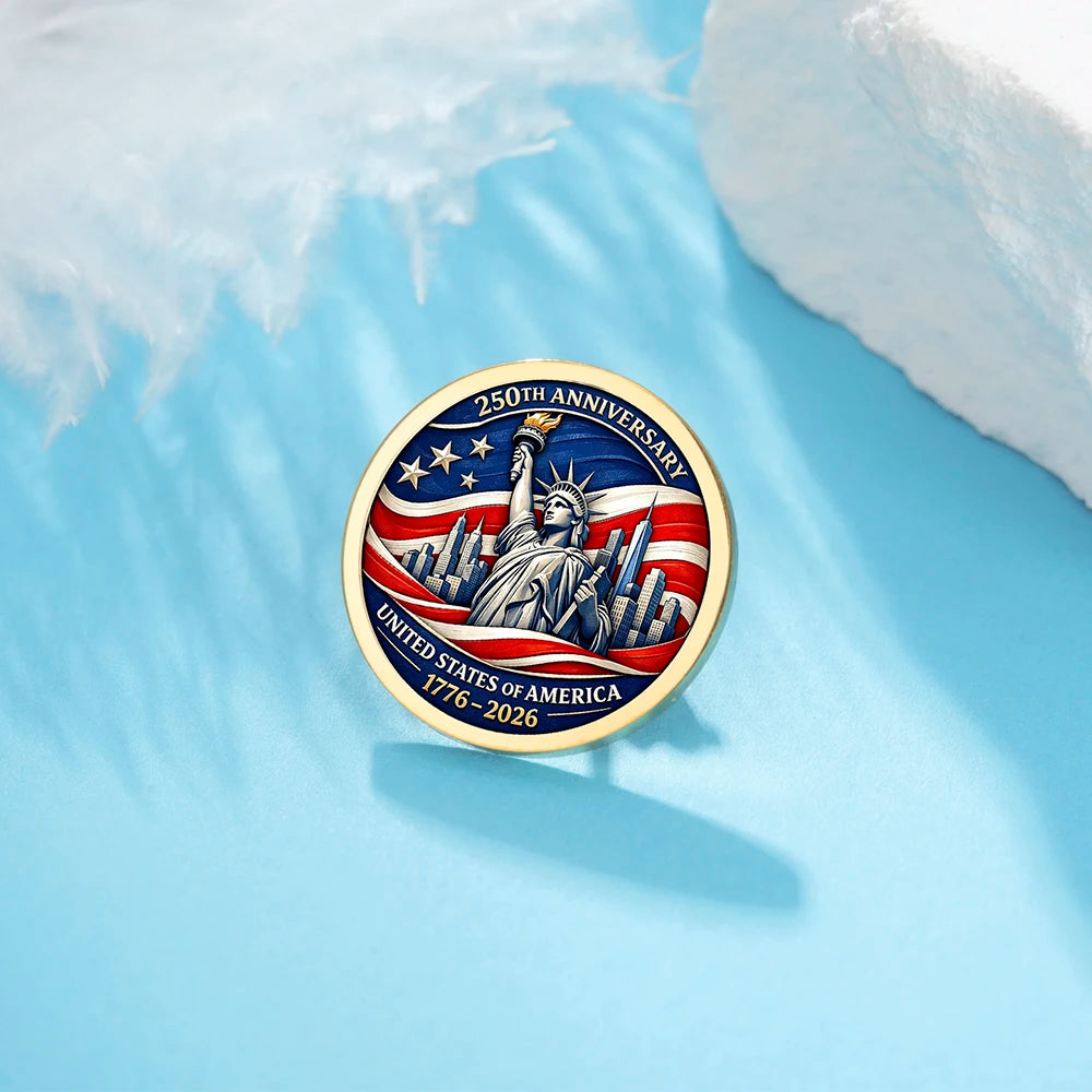 USA 250th Anniversary Round Pin Brooch – 30mm Patriotic Badge