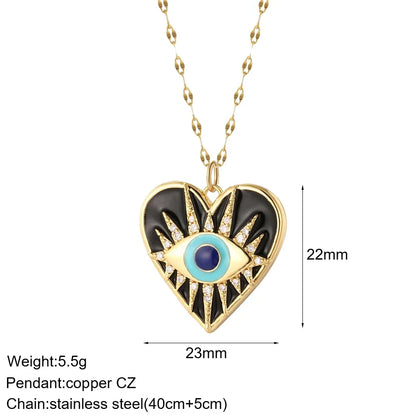 Gold Charm Pendant Necklace Collection – Celestial Eye Heart Sun Moon Layered Necklaces for Women