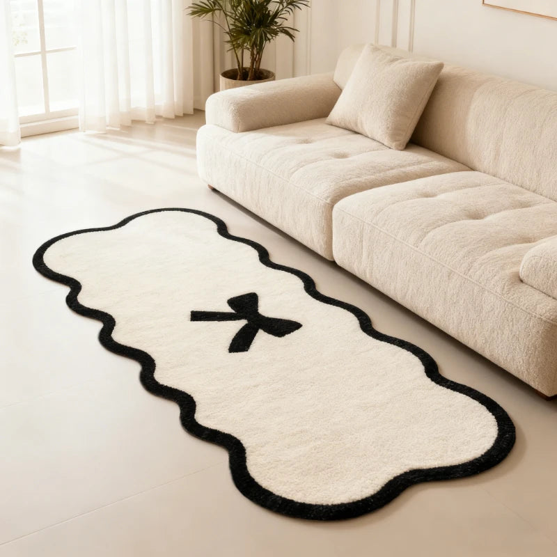 Simple Bowknot Plush Floor Mat - Comfortable And Warm - Bedside Rug For Bedroom, Living Room Decorative Carpet