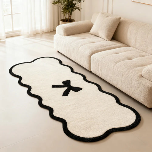 Simple Bowknot Plush Floor Mat - Comfortable And Warm - Bedside Rug For Bedroom, Living Room Decorative Carpet