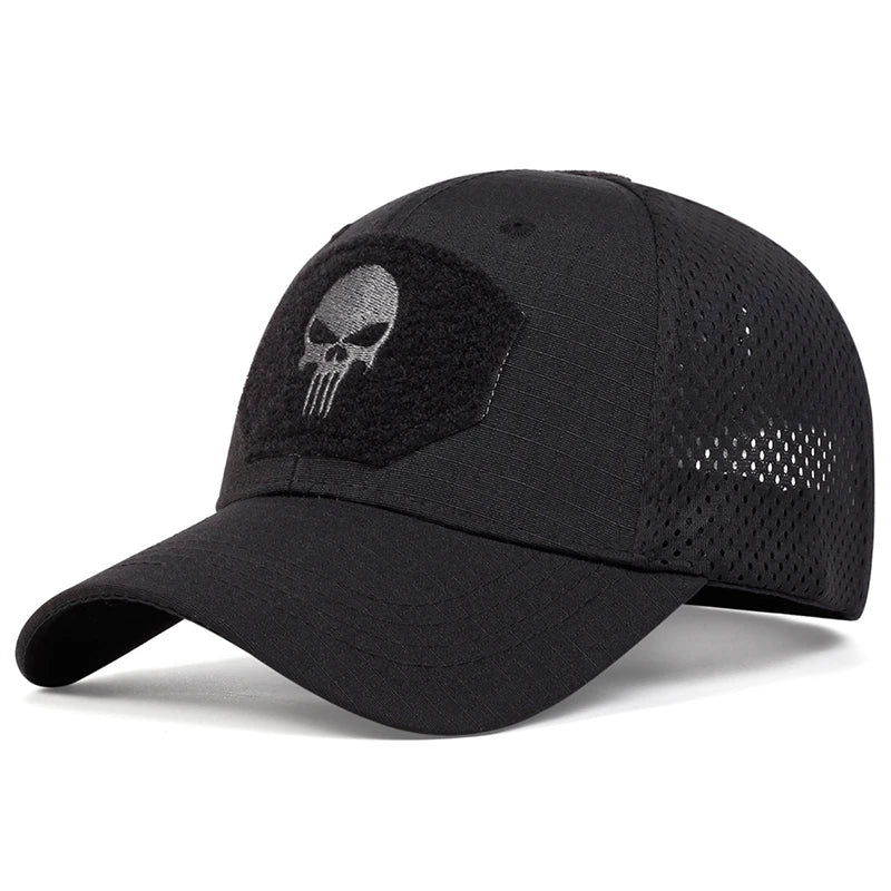 Skull Tactical Trucker Hat – Breathable Mesh Military Baseball Cap