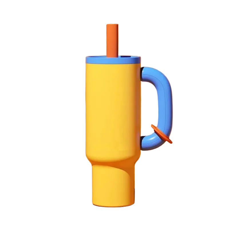 40oz Stainless Steel Insulated Tumbler with Handle Straw Thermal Coffee Mug