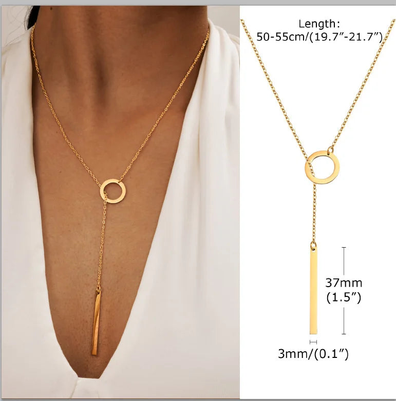 Gold Layered Y Necklace – Minimalist Dainty Lariat Necklace for Women Elegant Jewelry