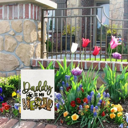 Daddy Is My Hero 4th Of July Garden Flag 12x18 Double Sided Army Dad Father's Day Garden Flag