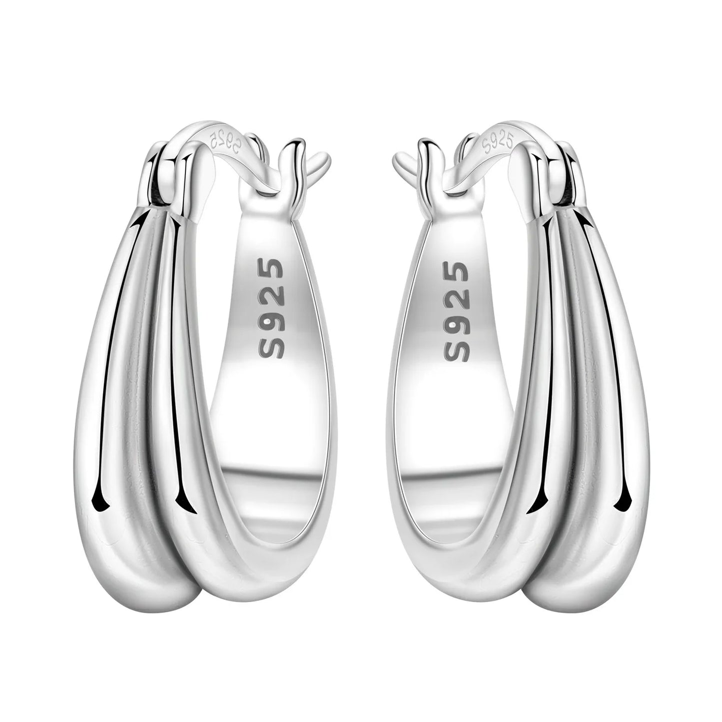 925 Sterling Silver Hoop Earrings – Minimalist Layered Huggie Earrings for Women