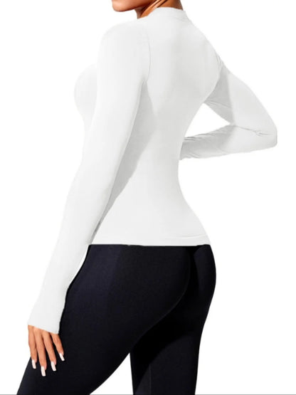 Women’s Seamless Long Sleeve Gym Top – Slim Fit Athletic Workout Shirt for Yoga & Fitness