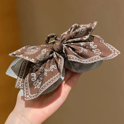 Vintage Lace Bow Hair Claw Clip – Elegant Floral Ribbon Updo Clip for Women